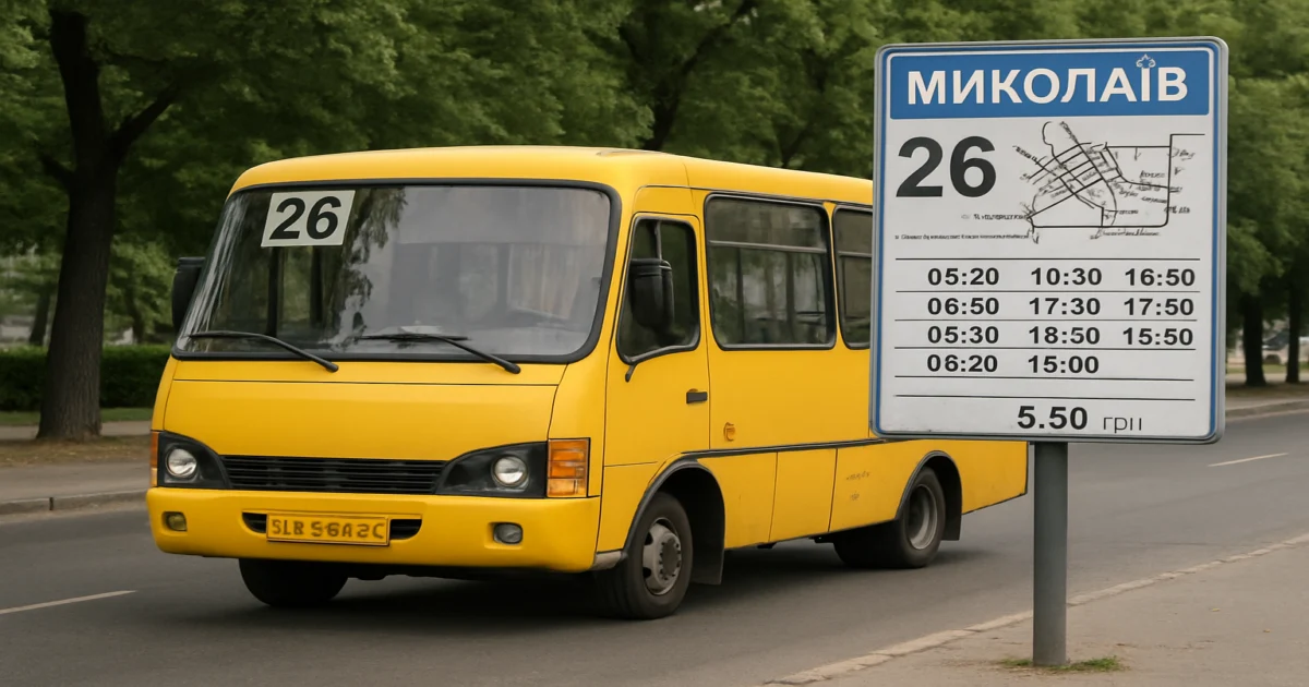 Маршрутка №26 в Николаеве: Расписание, схема, стоимость
